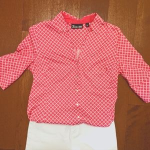 New York and Company pink and white shirt size small